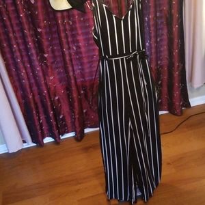 Forever 21 Pin Stripe Black and White Jumpsuit